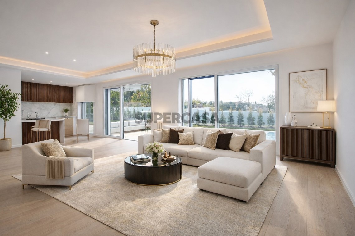 Sala com home staging virtual