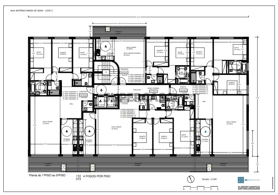Planta do piso 1 ao 5