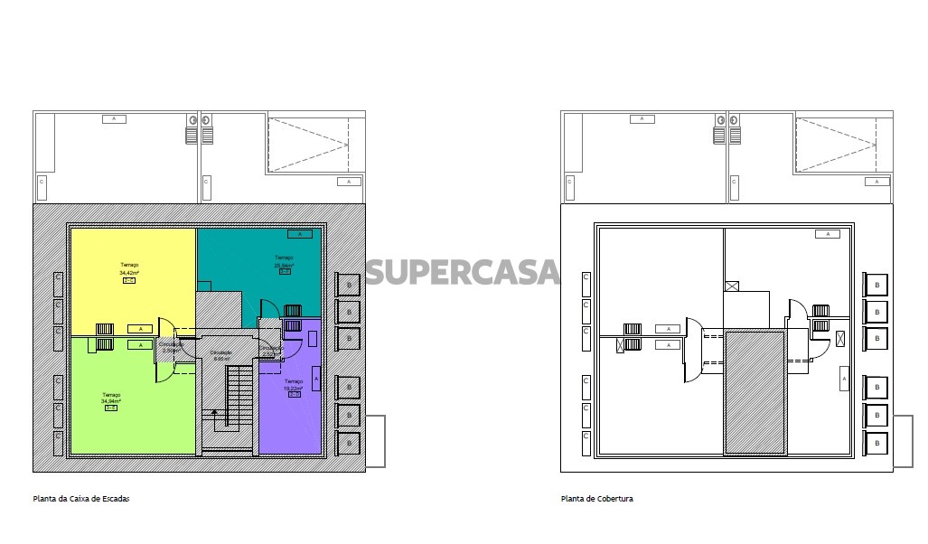 caixa da escada e cobertura
