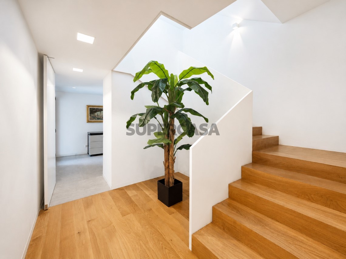 Pasillo sin uno con árbol y acceso a la habitación de la criada