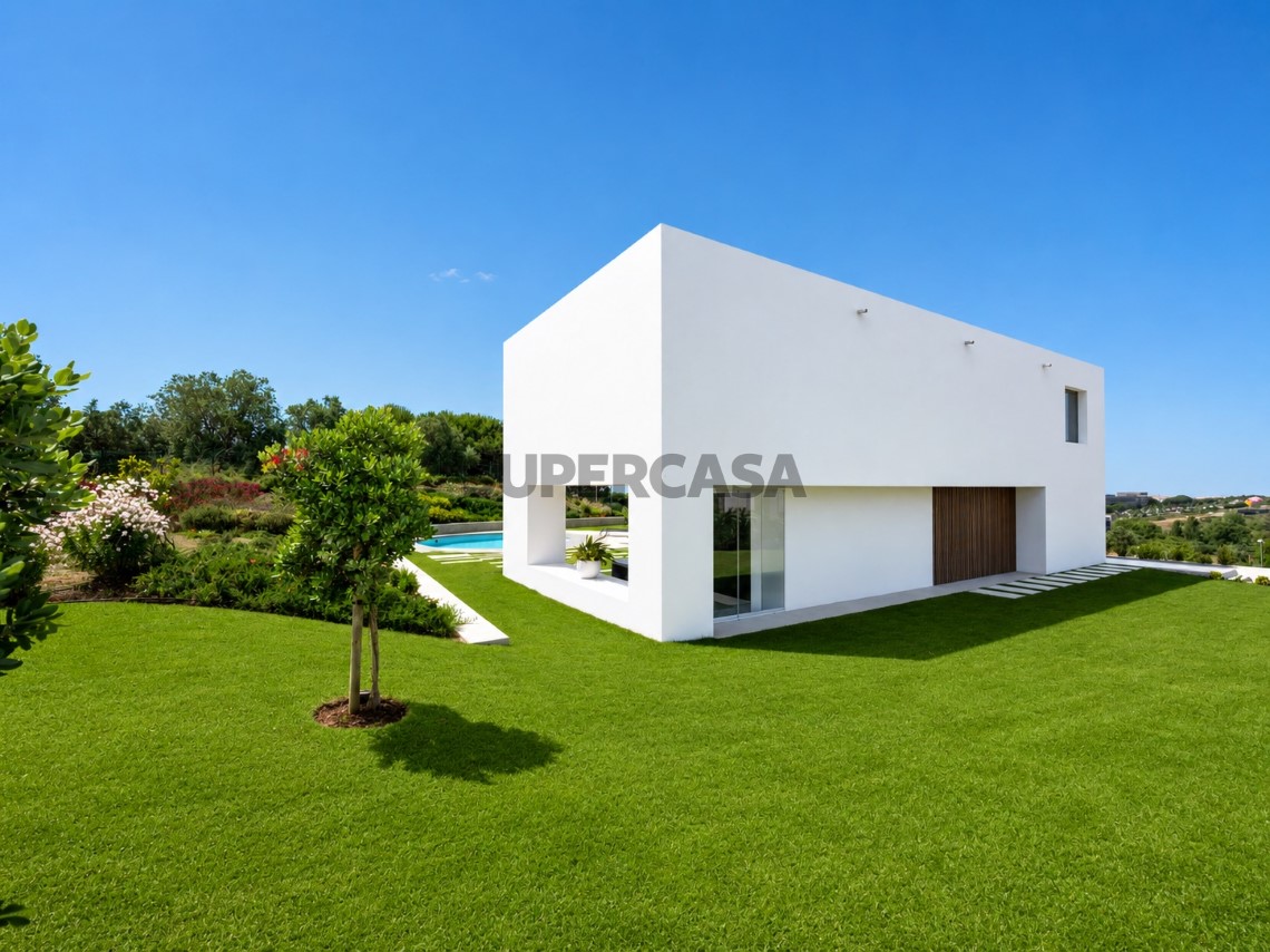 Lado de la villa con un terreno grande y ajardinado