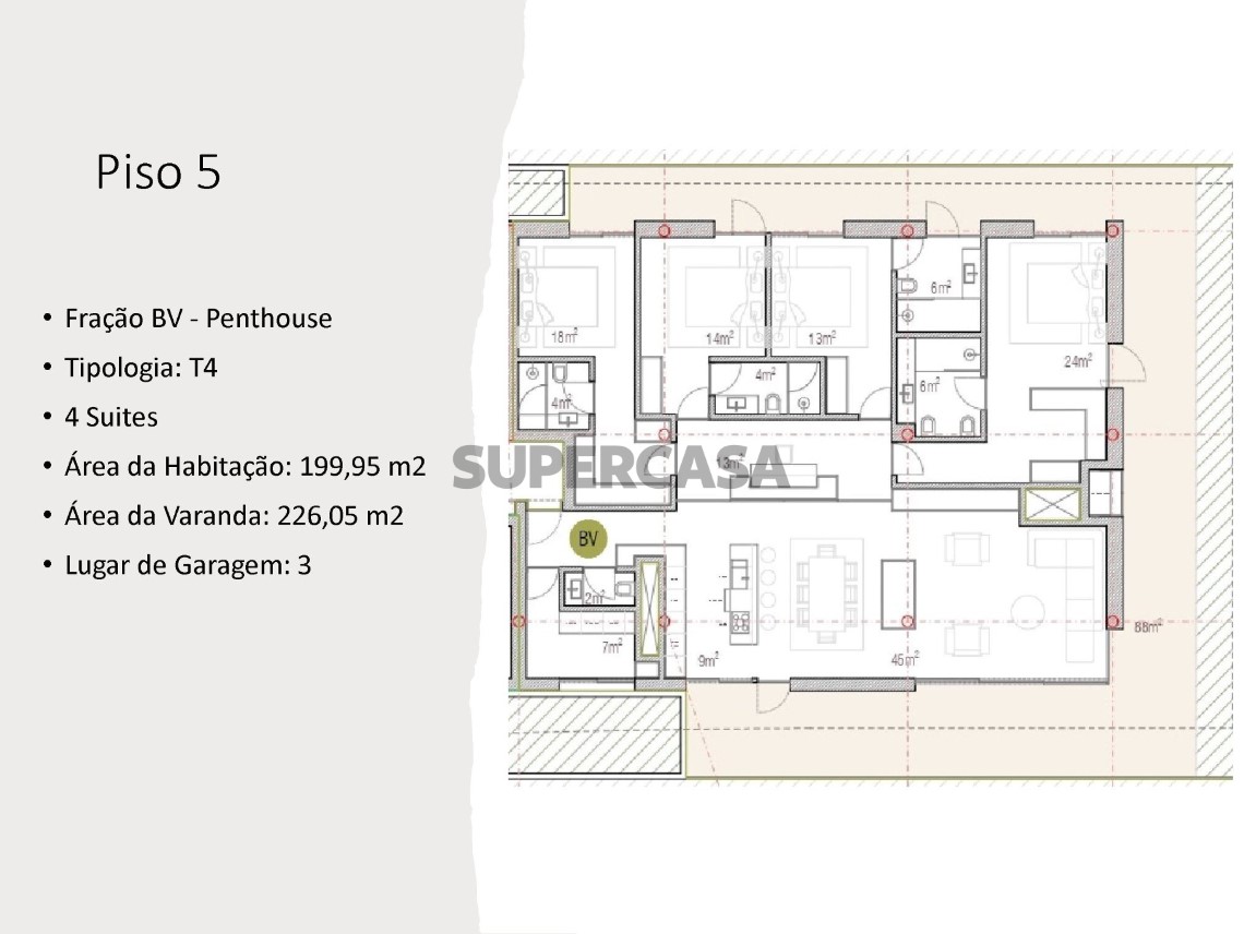 Penthouse 3 Zimmer verkaufen auf Paços de Ferreira, 6º boden