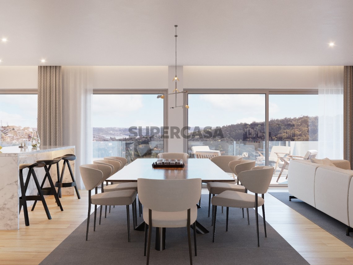 Venda-Apartamento-varanda-garagem-Campolide-Cluttons-3D-piso 5 e 6 zona jantar
