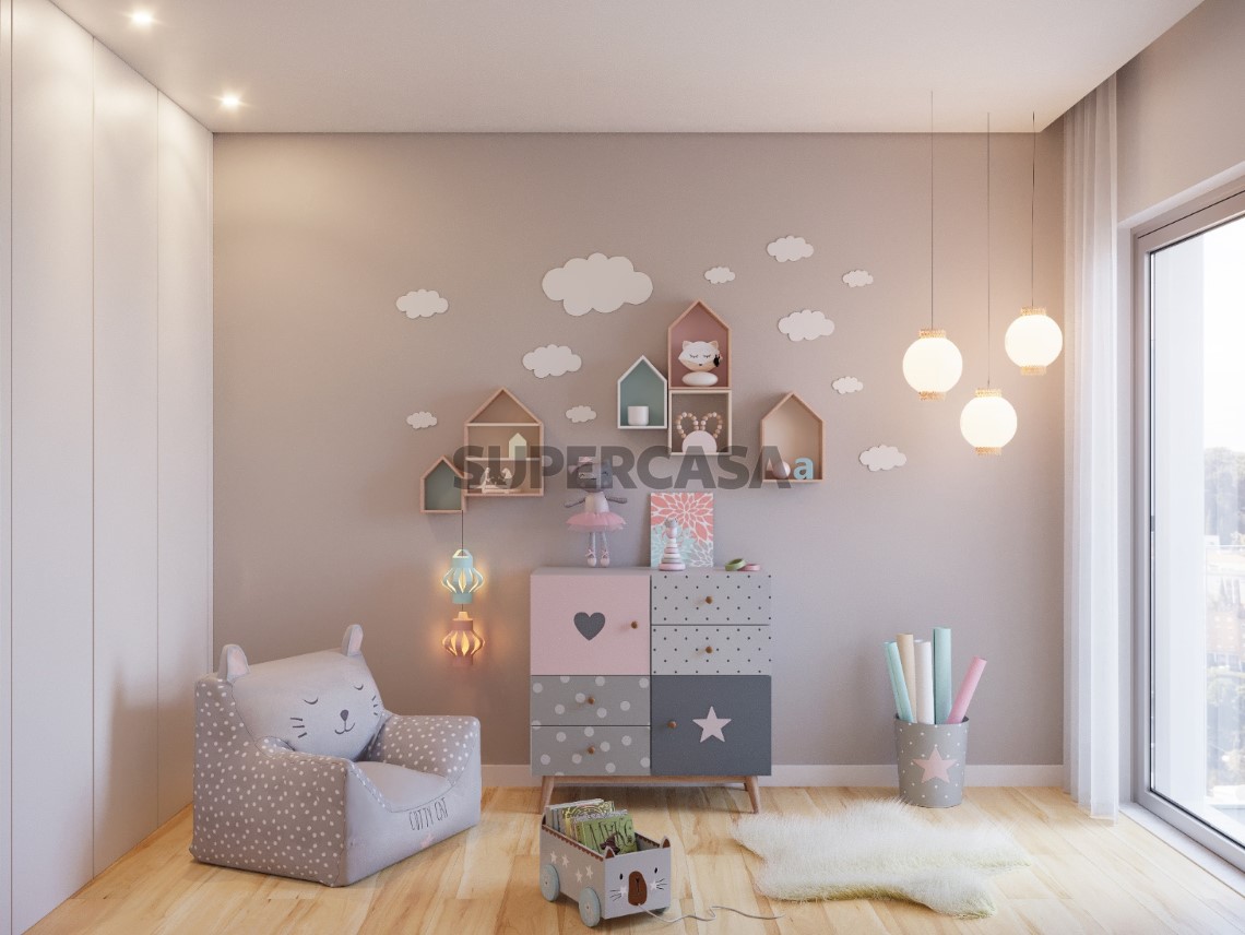 Venda-Apartamento-varanda-garagem-Campolide-Cluttons-3D-Quarto crianças