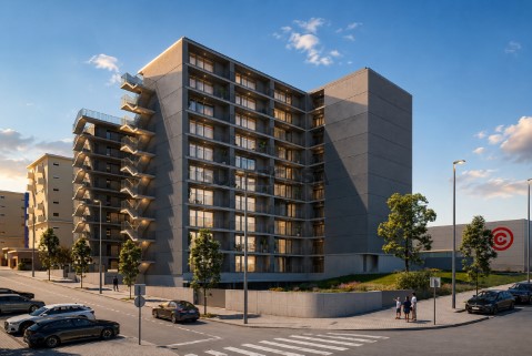Apartamento T1 com varanda no Monte da Virgem - fachada